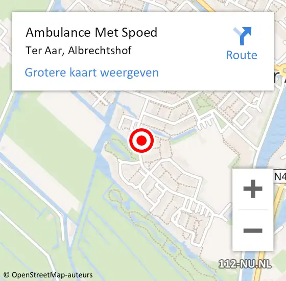 Locatie op kaart van de 112 melding: Ambulance Met Spoed Naar Ter Aar, Albrechtshof op 23 oktober 2015 14:56