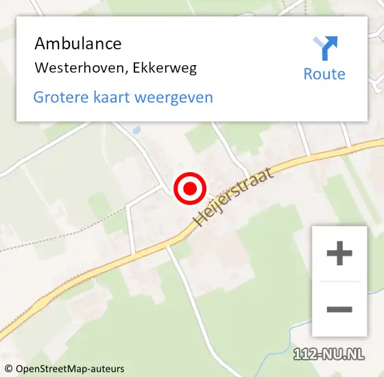 Locatie op kaart van de 112 melding: Ambulance Westerhoven, Ekkerweg op 23 oktober 2015 15:21