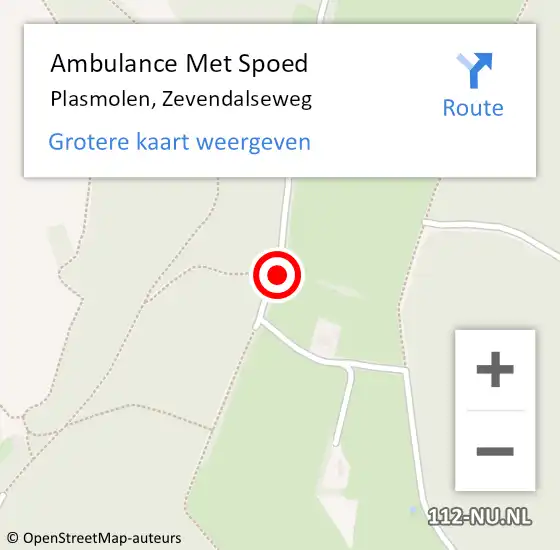 Locatie op kaart van de 112 melding: Ambulance Met Spoed Naar Plasmolen, Zevendalseweg op 23 oktober 2015 15:28