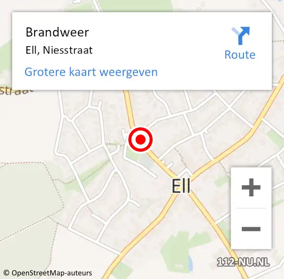 Locatie op kaart van de 112 melding: Brandweer Ell, Niesstraat op 23 oktober 2015 16:12