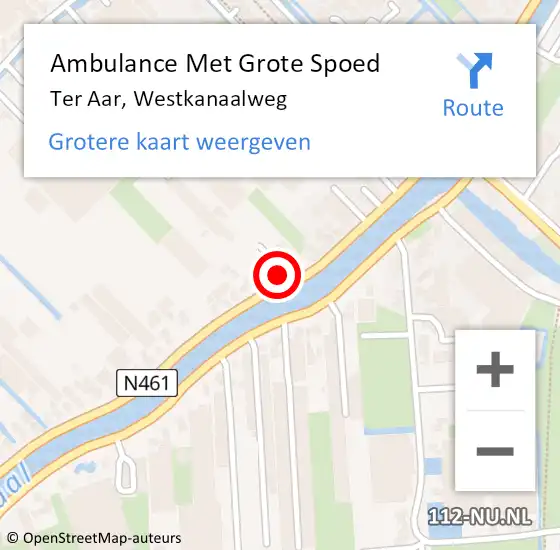 Locatie op kaart van de 112 melding: Ambulance Met Grote Spoed Naar Ter Aar, Westkanaalweg op 23 oktober 2015 17:48