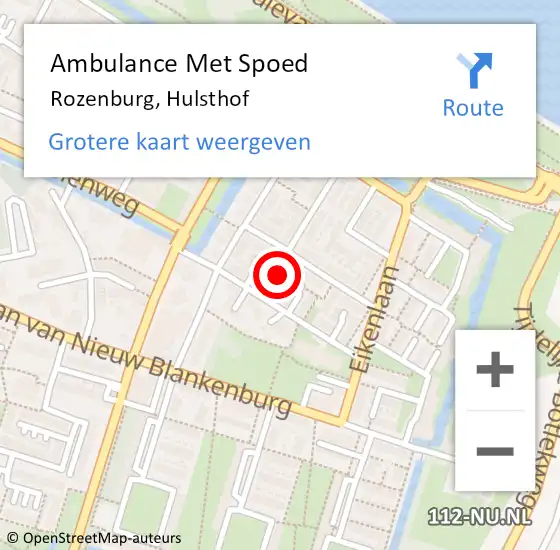 Locatie op kaart van de 112 melding: Ambulance Met Spoed Naar Rozenburg, Hulsthof op 23 oktober 2015 18:15