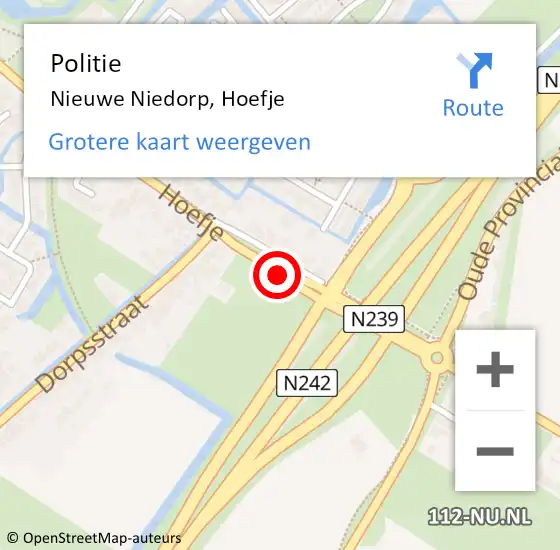 Locatie op kaart van de 112 melding: Politie Nieuwe Niedorp, Hoefje op 23 oktober 2015 19:42