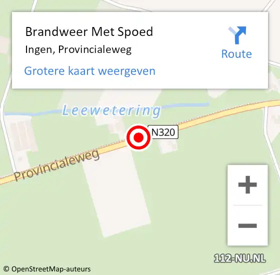 Locatie op kaart van de 112 melding: Brandweer Met Spoed Naar Ingen, Provincialeweg op 23 oktober 2015 19:55