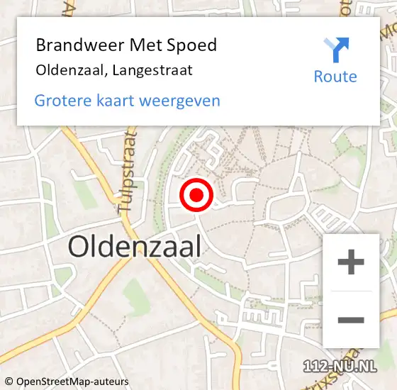 Locatie op kaart van de 112 melding: Brandweer Met Spoed Naar Oldenzaal, Langestraat op 23 oktober 2015 22:32