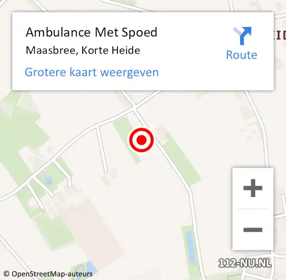 Locatie op kaart van de 112 melding: Ambulance Met Spoed Naar Maasbree, Korte Heide op 23 oktober 2015 23:43