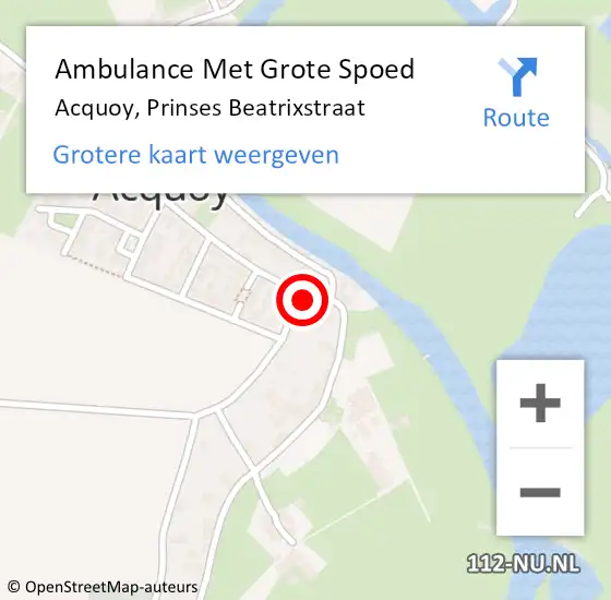 Locatie op kaart van de 112 melding: Ambulance Met Grote Spoed Naar Acquoy, Prinses Beatrixstraat op 24 november 2013 18:39