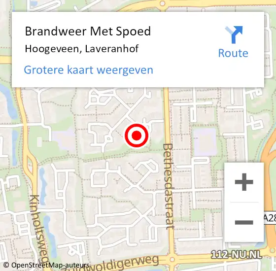 Locatie op kaart van de 112 melding: Brandweer Met Spoed Naar Hoogeveen, Laveranhof op 23 oktober 2015 23:49