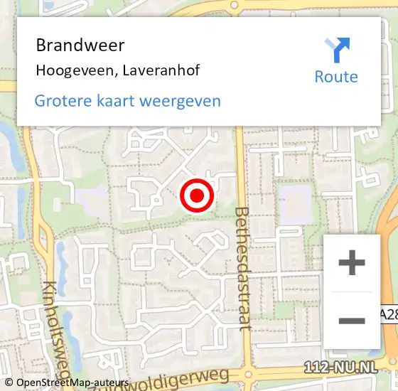 Locatie op kaart van de 112 melding: Brandweer Hoogeveen, Laveranhof op 23 oktober 2015 23:55