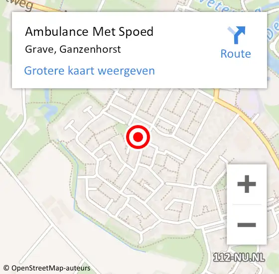 Locatie op kaart van de 112 melding: Ambulance Met Spoed Naar Grave, Ganzenhorst op 24 oktober 2015 00:16