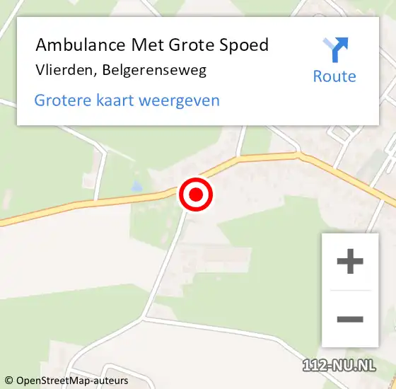 Locatie op kaart van de 112 melding: Ambulance Met Grote Spoed Naar Vlierden, Belgerenseweg op 24 oktober 2015 01:16