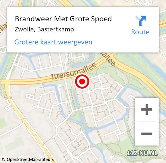 Locatie op kaart van de 112 melding: Brandweer Met Grote Spoed Naar Zwolle, Bastertkamp op 24 oktober 2015 03:20