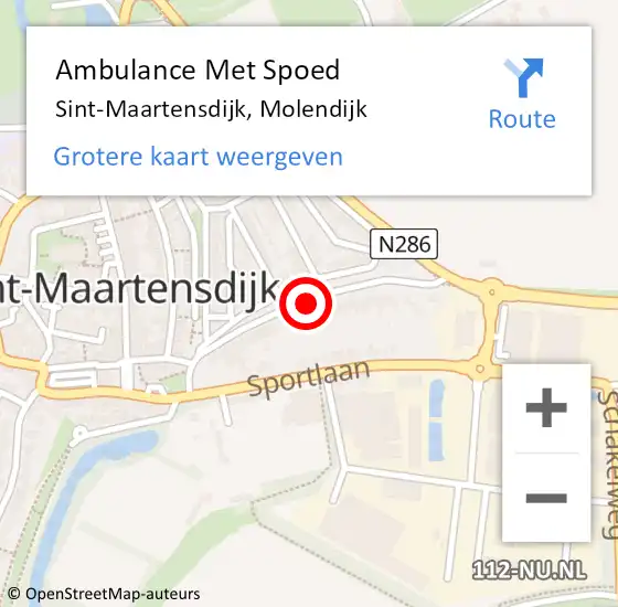 Locatie op kaart van de 112 melding: Ambulance Met Spoed Naar Sint-Maartensdijk, Molendijk op 24 oktober 2015 05:35