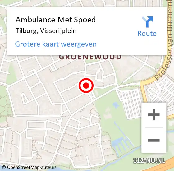 Locatie op kaart van de 112 melding: Ambulance Met Spoed Naar Tilburg, Visserijplein op 24 oktober 2015 07:29