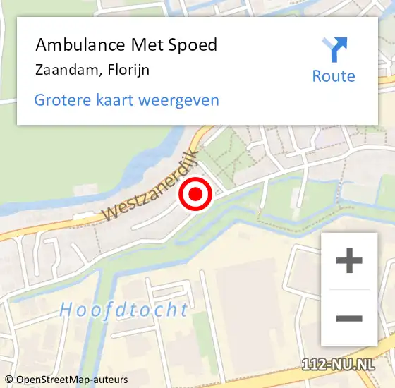 Locatie op kaart van de 112 melding: Ambulance Met Spoed Naar Zaandam, Florijn op 24 oktober 2015 08:01