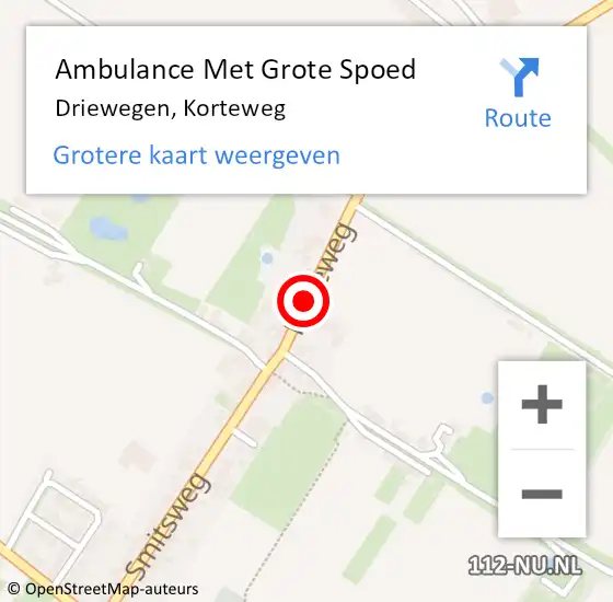 Locatie op kaart van de 112 melding: Ambulance Met Grote Spoed Naar Driewegen, Korteweg op 24 november 2013 19:03