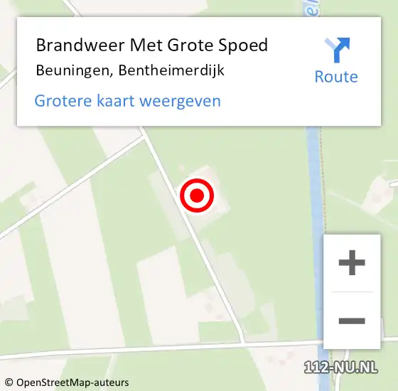 Locatie op kaart van de 112 melding: Brandweer Met Grote Spoed Naar Beuningen, Bentheimerdijk op 24 oktober 2015 08:20