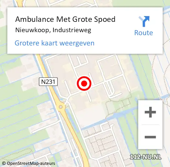 Locatie op kaart van de 112 melding: Ambulance Met Grote Spoed Naar Nieuwkoop, Industrieweg op 24 oktober 2015 11:15