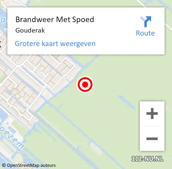 Locatie op kaart van de 112 melding: Brandweer Met Spoed Naar Gouderak op 24 oktober 2015 11:53