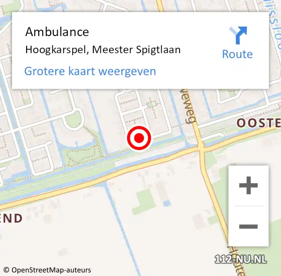 Locatie op kaart van de 112 melding: Ambulance Hoogkarspel, Meester Spigtlaan op 24 oktober 2015 12:09