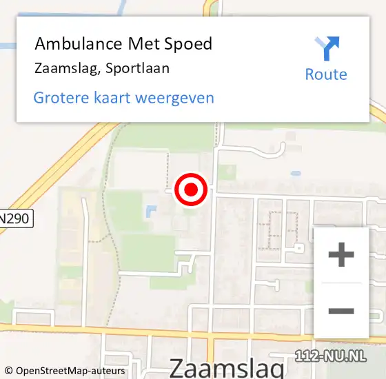 Locatie op kaart van de 112 melding: Ambulance Met Spoed Naar Zaamslag, Sportlaan op 24 oktober 2015 12:16