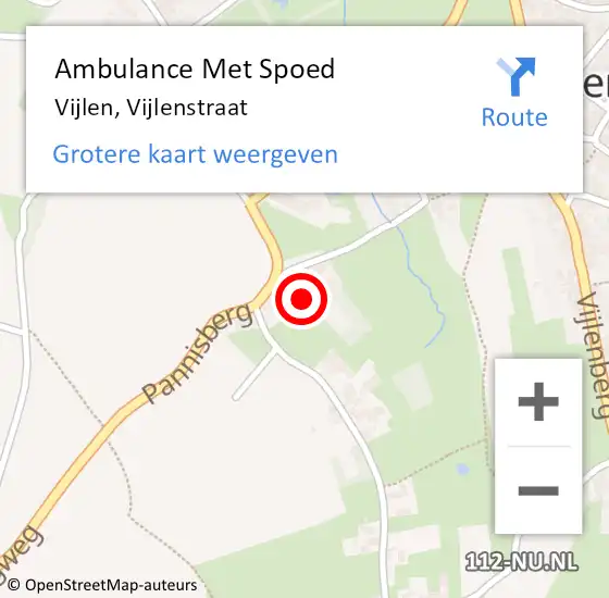 Locatie op kaart van de 112 melding: Ambulance Met Spoed Naar Vijlen, Vijlenstraat op 24 november 2013 19:42