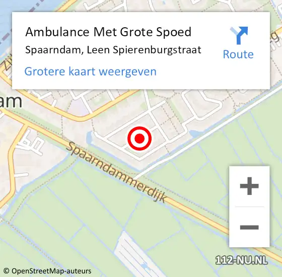 Locatie op kaart van de 112 melding: Ambulance Met Grote Spoed Naar Spaarndam, Leen Spierenburgstraat op 24 november 2013 19:49