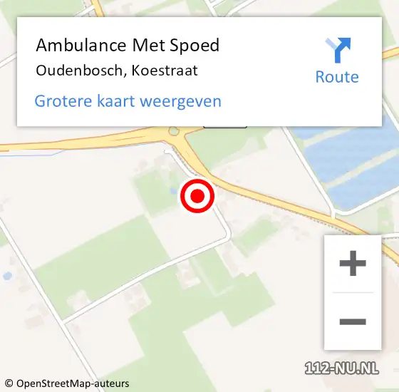 Locatie op kaart van de 112 melding: Ambulance Met Spoed Naar Oudenbosch, Koestraat op 24 oktober 2015 13:41