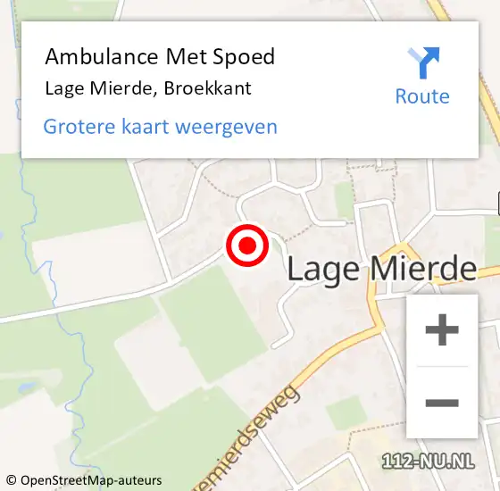 Locatie op kaart van de 112 melding: Ambulance Met Spoed Naar Lage Mierde, Broekkant op 24 oktober 2015 13:53