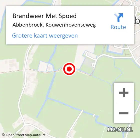 Locatie op kaart van de 112 melding: Brandweer Met Spoed Naar Abbenbroek, Kouwenhovenseweg op 24 oktober 2015 14:08