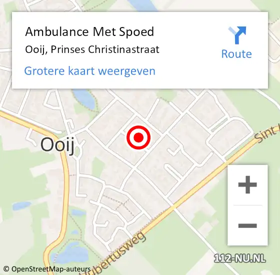 Locatie op kaart van de 112 melding: Ambulance Met Spoed Naar Ooij, Prinses Christinastraat op 24 oktober 2015 14:19