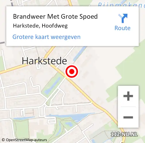 Locatie op kaart van de 112 melding: Brandweer Met Grote Spoed Naar Harkstede, Hoofdweg op 24 oktober 2015 14:32