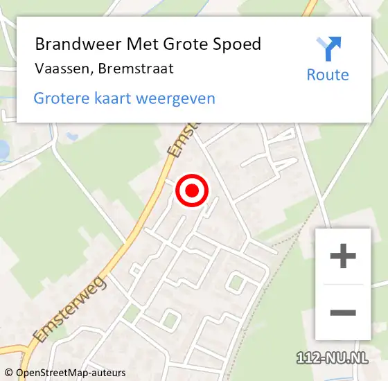 Locatie op kaart van de 112 melding: Brandweer Met Grote Spoed Naar Vaassen, Bremstraat op 24 oktober 2015 14:38