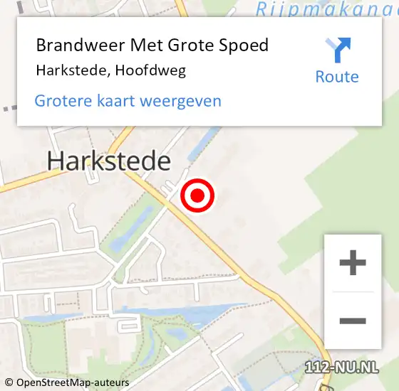 Locatie op kaart van de 112 melding: Brandweer Met Grote Spoed Naar Harkstede, Hoofdweg op 24 oktober 2015 14:54