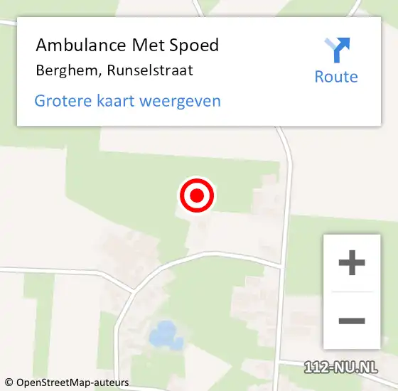 Locatie op kaart van de 112 melding: Ambulance Met Spoed Naar Berghem, Runselstraat op 24 oktober 2015 15:07