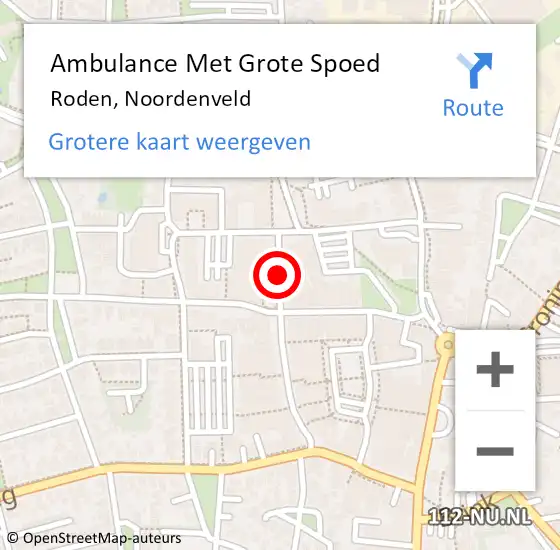 Locatie op kaart van de 112 melding: Ambulance Met Grote Spoed Naar Roden, Noordenveld op 24 oktober 2015 15:24
