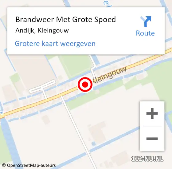 Locatie op kaart van de 112 melding: Brandweer Met Grote Spoed Naar Andijk, Kleingouw op 24 oktober 2015 15:37