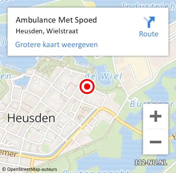 Locatie op kaart van de 112 melding: Ambulance Met Spoed Naar Heusden, Wielstraat op 24 oktober 2015 15:46