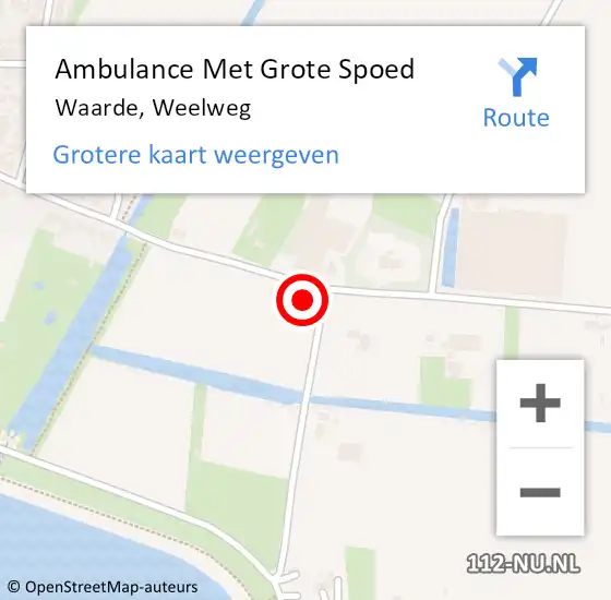 Locatie op kaart van de 112 melding: Ambulance Met Grote Spoed Naar Waarde, Weelweg op 24 oktober 2015 15:49