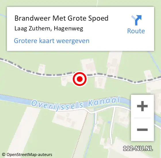 Locatie op kaart van de 112 melding: Brandweer Met Grote Spoed Naar Laag Zuthem, Hagenweg op 24 oktober 2015 15:56