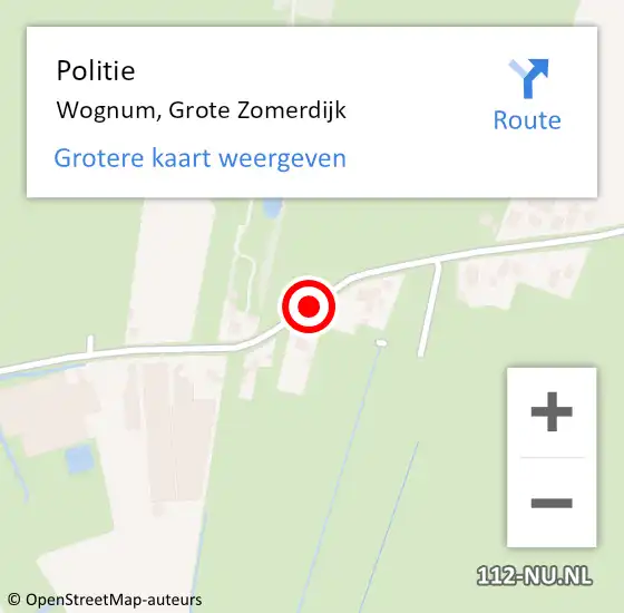 Locatie op kaart van de 112 melding: Politie Wognum, Grote Zomerdijk op 24 oktober 2015 16:04