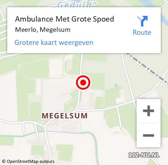 Locatie op kaart van de 112 melding: Ambulance Met Grote Spoed Naar Meerlo, Megelsum op 24 oktober 2015 16:30