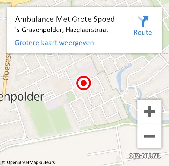 Locatie op kaart van de 112 melding: Ambulance Met Grote Spoed Naar 's-Gravenpolder, Hazelaarstraat op 24 oktober 2015 16:58