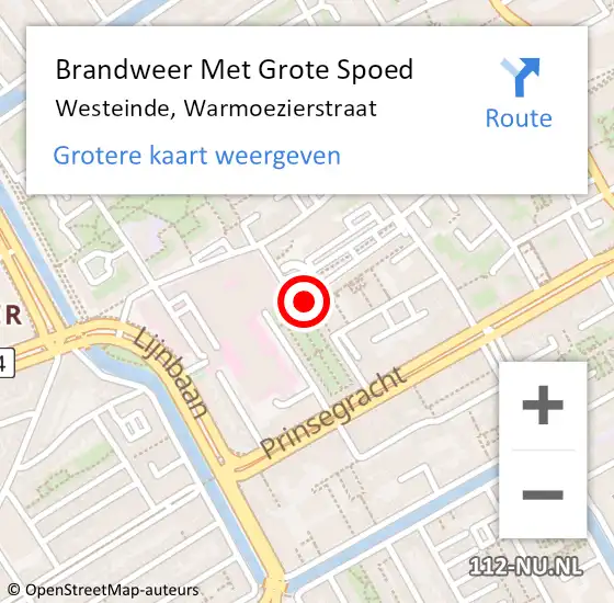 Locatie op kaart van de 112 melding: Brandweer Met Grote Spoed Naar Westeinde, Warmoezierstraat op 24 oktober 2015 17:23