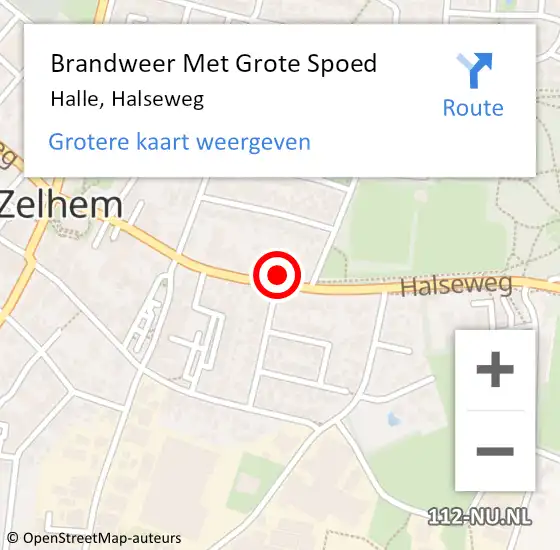 Locatie op kaart van de 112 melding: Brandweer Met Grote Spoed Naar Halle, Halseweg op 24 oktober 2015 17:35