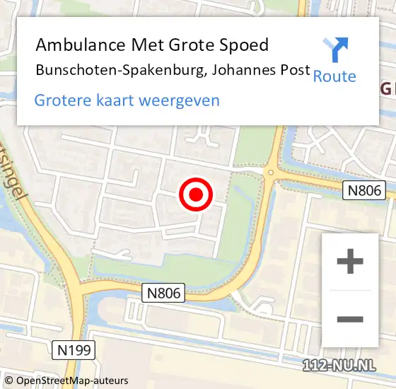 Locatie op kaart van de 112 melding: Ambulance Met Grote Spoed Naar Bunschoten-Spakenburg, Johannes Post op 24 oktober 2015 17:49