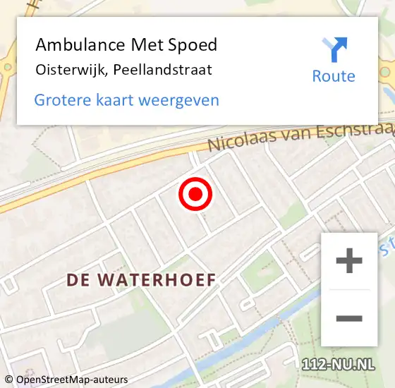 Locatie op kaart van de 112 melding: Ambulance Met Spoed Naar Oisterwijk, Peellandstraat op 24 oktober 2015 17:54