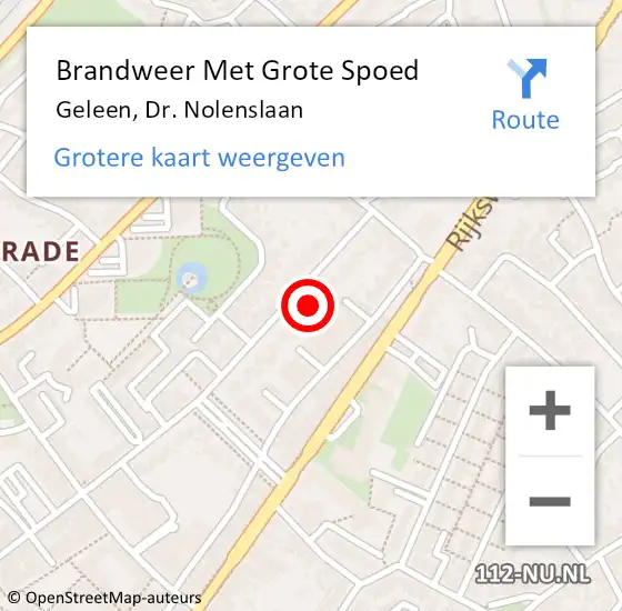 Locatie op kaart van de 112 melding: Brandweer Met Grote Spoed Naar Geleen, Dr. Nolenslaan op 24 oktober 2015 18:05