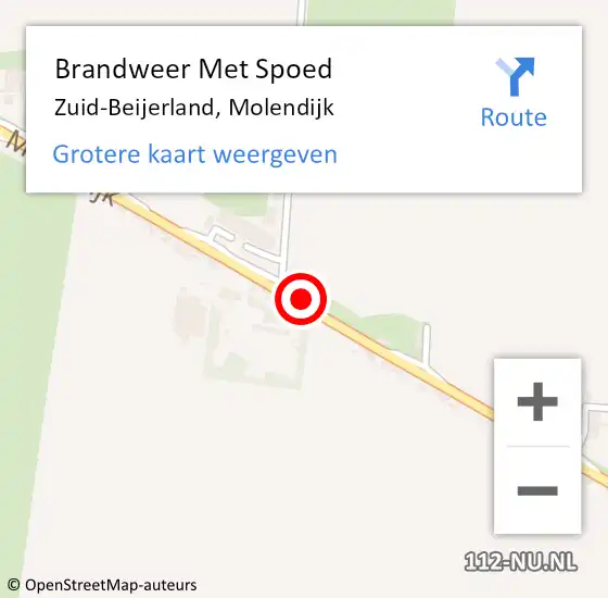 Locatie op kaart van de 112 melding: Brandweer Met Spoed Naar Zuid-Beijerland, Molendijk op 24 oktober 2015 18:06