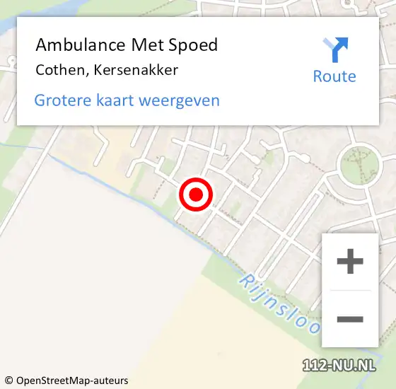 Locatie op kaart van de 112 melding: Ambulance Met Spoed Naar Cothen, Kroosakker op 24 oktober 2015 18:35